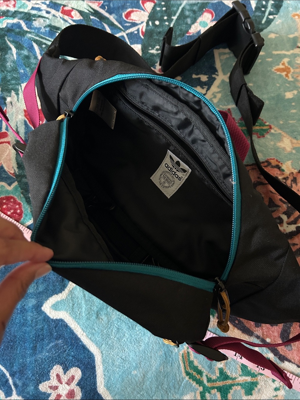 adidas | Black Waist Pack with Teal and Magenta Highlights - Picture 5 of 9